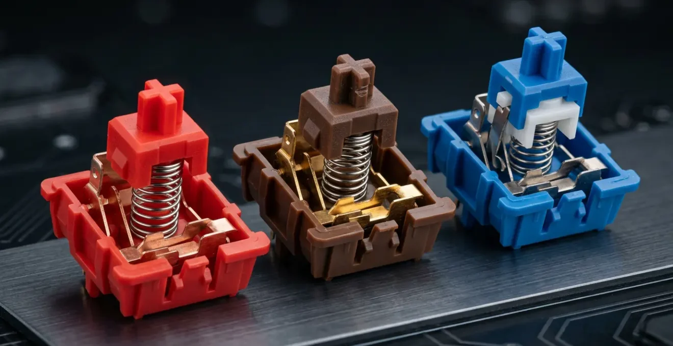 Comparaison visuelle des différents types de switchs mécaniques pour clavier gaming