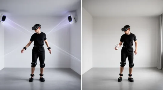 Comparaison visuelle de deux systèmes de tracking VR avec stations de base et caméras inside-out