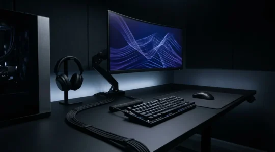 Configuration gaming haut de gamme avec écran 360Hz et périphériques optimisés pour la latence minimale