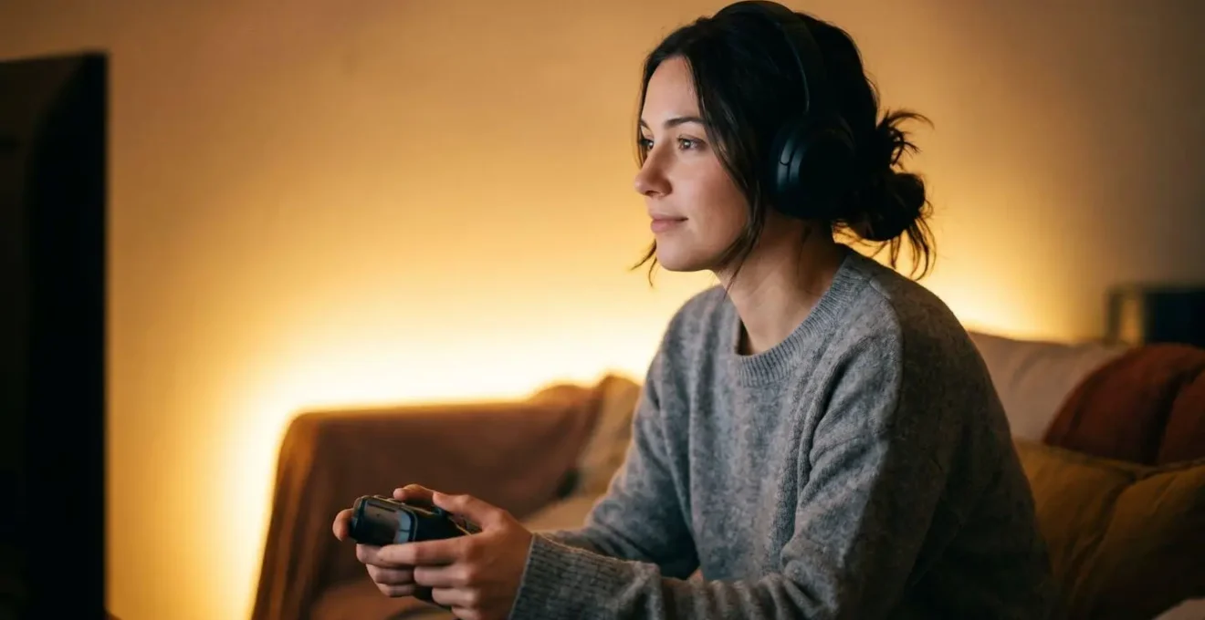 Installation d'éclairage d'ambiance derrière un setup de jeu avec lumière chaude diffuse
