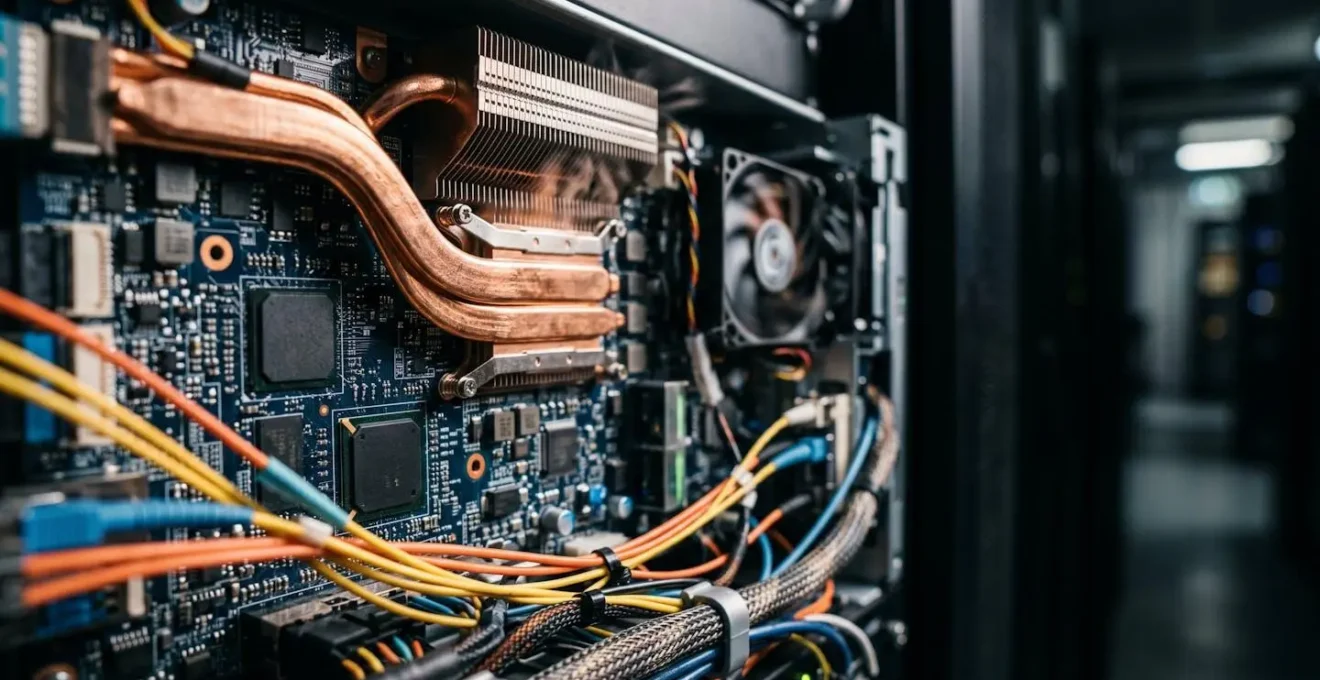 Centre de données futuriste avec serveurs et infrastructure technique complexe du métavers