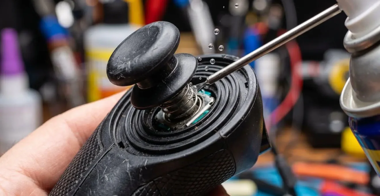 Application précise de spray contact sur un joystick de contrôleur VR